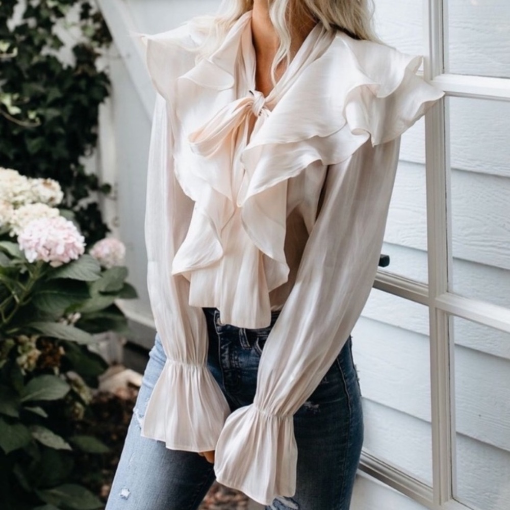 NWOT VICI Tie Frill Blouse